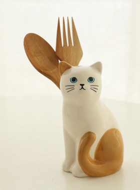 MUSe Garden 尾巴卷卷猫猫花瓶 日单立体小猫陶瓷花瓶笔筒