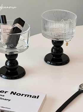 中古风高脚玻璃杯摆件高颜值饰品收纳碗冰淇淋甜品甜酒杯装饰道具