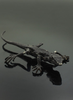 复古黄铜壁虎(壁祸)家居摆件古玩书桌收藏品工艺办公摆件茶宠笔架