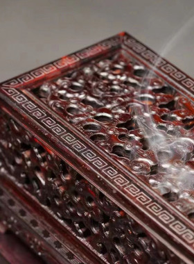 大红酸枝高端室内檀香卧香炉线香盒中式仿古家用熏香炉艺术品摆件