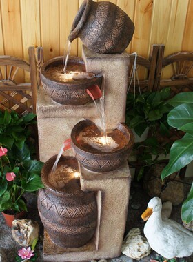 春工艺欧式风格善树脂家居客厅装饰品摆设创意流水喷泉摆件批发