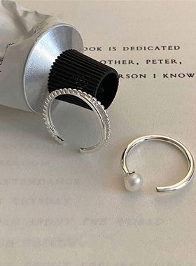 《西柚氧》925纯银戒指女开口细款指环个性简约食指戒礼物送女友