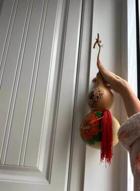 家居镇宅招财天然葫芦大摆件花开富贵牡丹烙画饰品书房客厅大门对