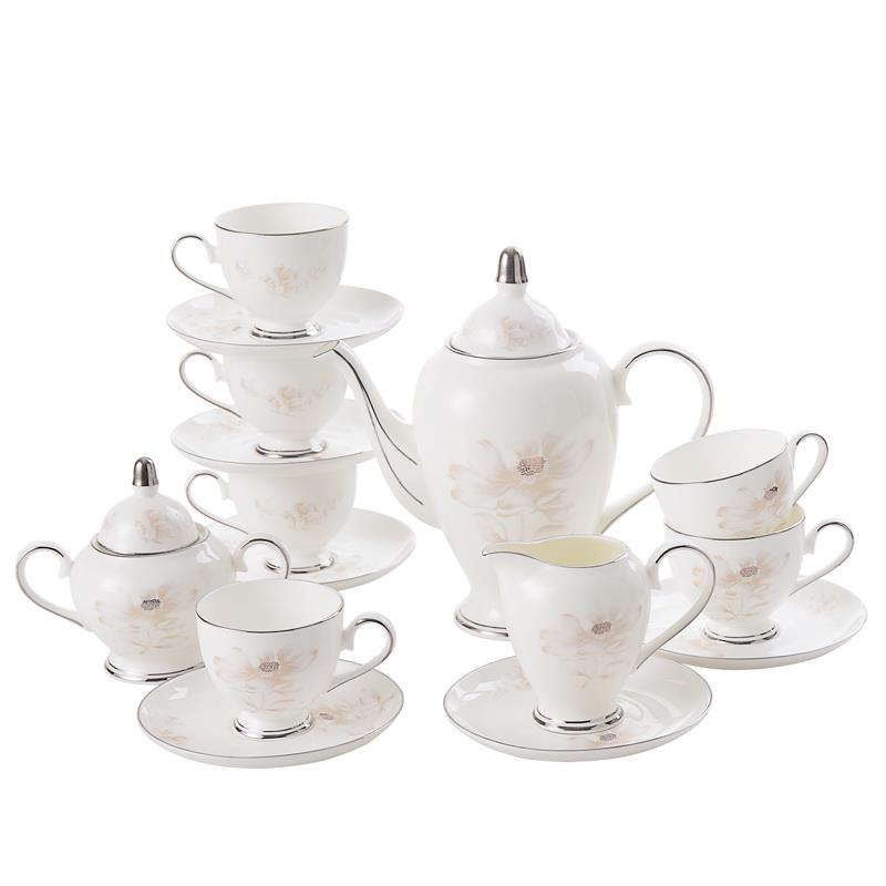 Tangshan bone china coffee set villa model room coffee pot coffee cup ceramic coffee set tea set gift box