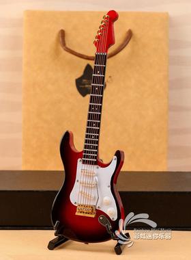 粉色绿色木制迷你民谣吉他模型电吉他摆件男女朋友生日圣诞礼物