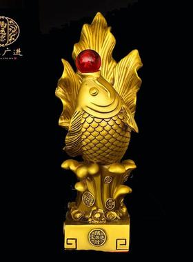 铜鱼摆件鲤鱼年年有余 余灵光开 物纯铜金龙鱼戏珠年年有鱼招财办
