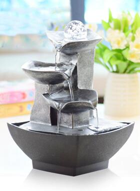 欧式流水喷泉桌面小摆件装饰礼品创意简约水景开业酒吧装饰礼品