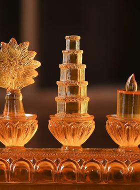 树脂琉璃八吉祥八供八瑞物七政宝供灯家用led佛前供灯长明灯摆件