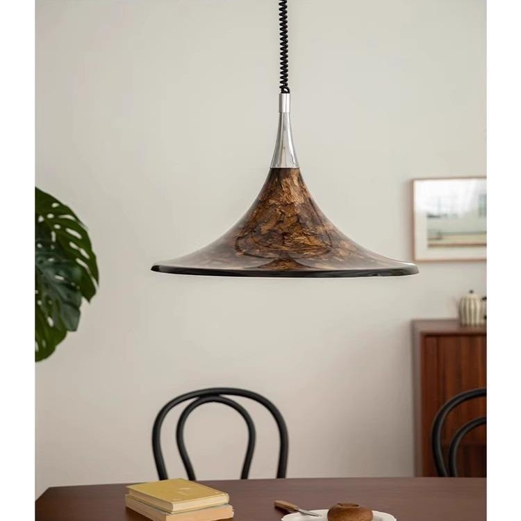 诧寂风中古餐厅吊灯升降美式复古彩绘客厅岛台书房主灯设计伸缩灯 - 图2