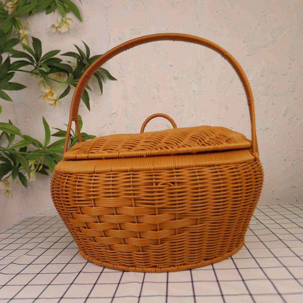 大容量野餐篮篮祭山篮家用手提篮水果篮拜拜编织仿藤拜神财神户外,淘宝优惠券,粉丝福利购,淘宝优惠卷