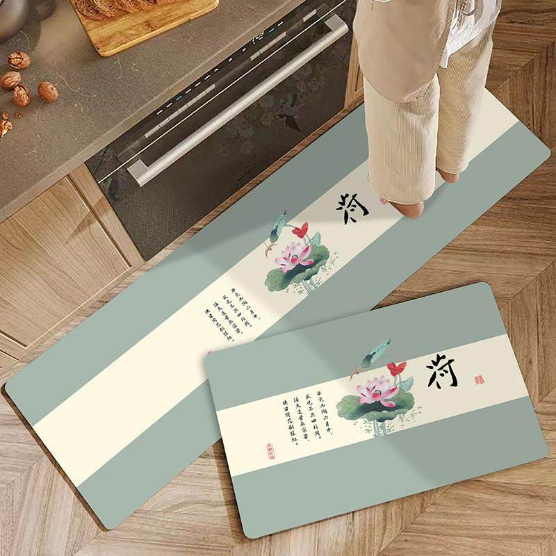 现代中式硅藻泥厨房地垫防污防滑脚垫可机洗门口耐脏脚垫禅意门垫,淘宝优惠券,粉丝福利购,淘宝优惠卷