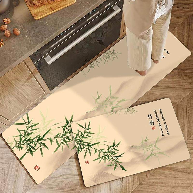 现代中式硅藻泥厨房地垫防污防滑脚垫可机洗门口耐脏脚垫禅意门垫,淘宝优惠券,粉丝福利购,淘宝优惠卷