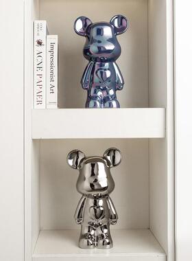 贝汉美轻奢暴力熊摆件客厅电视柜酒柜卡通爱心熊公仔软装饰品摆设