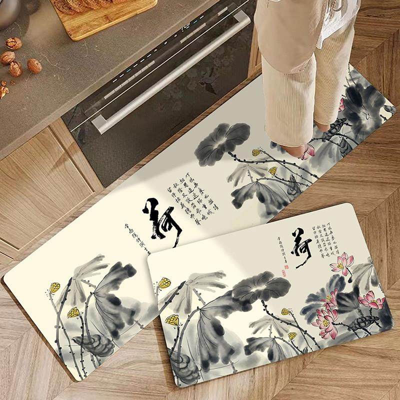 现代中式硅藻泥厨房地垫防污防滑脚垫可机洗门口耐脏脚垫禅意门垫,淘宝优惠券,粉丝福利购,淘宝优惠卷
