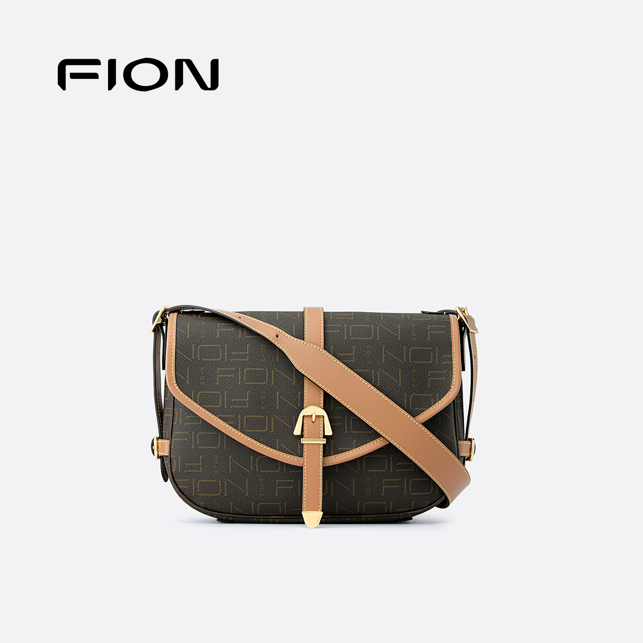 Fion/菲安妮老花马鞍包秋冬新款女手提包包通勤高级感单肩斜挎包