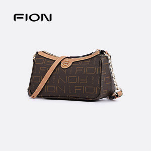 Fion/菲安妮女包腋下包老花链条单肩包时尚百搭月牙包单肩斜跨包