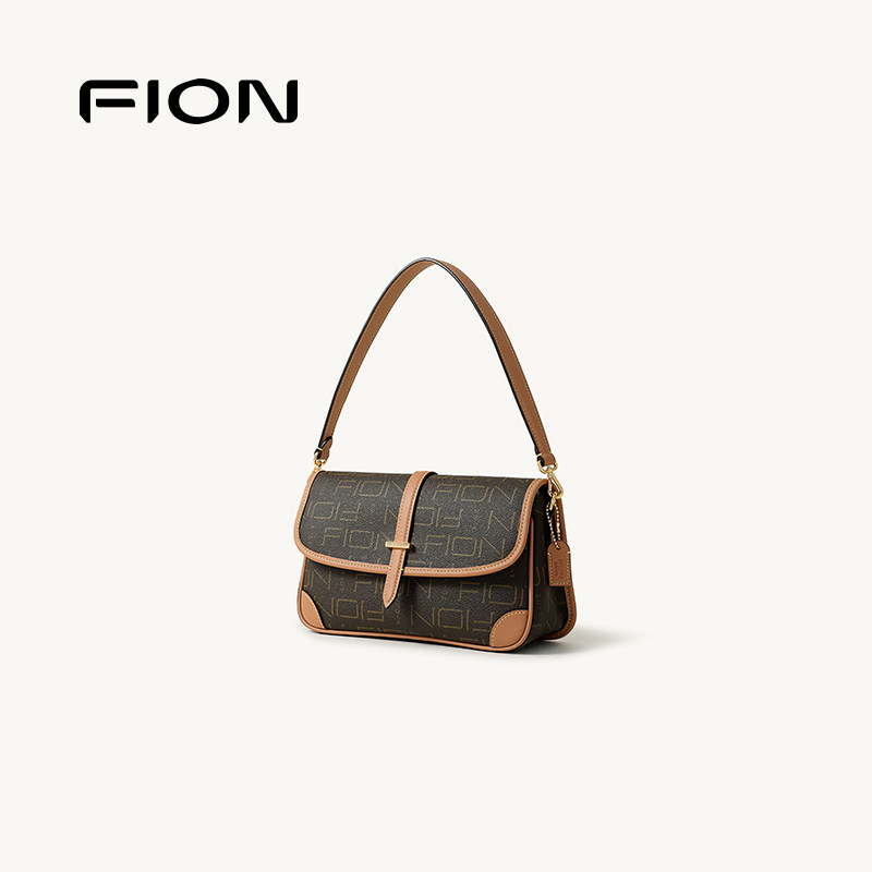 Fion/菲安妮经典老花小方包2025新款高级通勤复古单肩斜挎女包包,淘宝优惠券,粉丝福利购,淘宝优惠卷