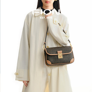 【情人节礼物】Fion/菲安妮斜挎包新品老花法棍包女士时尚单肩包