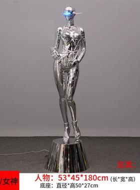空山基女神雕塑机械姬大型摆件网红店酒吧KTV潮流玻璃钢落地装饰