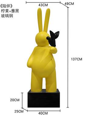 玻璃钢卡通兔子雕塑景区文创园商业街抽象动物装饰网红打卡店美陈