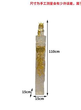 新中式透明树脂狮子摆件金箔拴马桩立柱酒店别墅家居貔貅雕塑落地