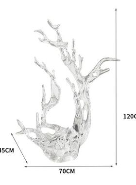 现代轻奢高档酒店大堂透明树脂雕塑浪花摆件客厅电视柜玄关装饰品