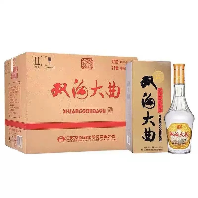双沟大曲名玻46度浓香型白酒优级酒质粮食酒口感绵柔480ml*6瓶
