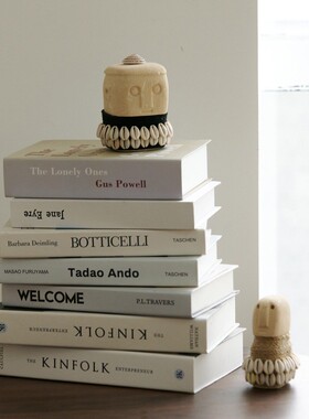 印尼抽象原始石像人偶摆件雕塑饰品亚风羽毛贝壳屏风装饰