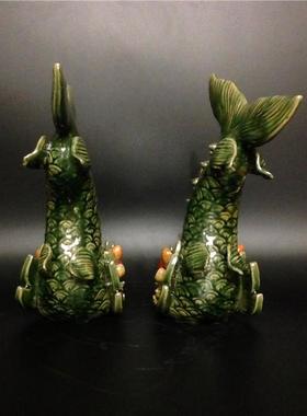 石湾公仔陶瓷鳌鱼摆件玄关阳台屋檐家居摆设动物龙鱼装饰工艺礼品