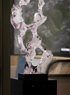 客厅玄关抽象雕塑摆件透明树脂工艺品酒店前台样板间装置艺术品