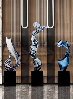 现代轻奢透明树脂雕塑客厅电视机柜两侧落地摆件楼梯口玄关装饰品