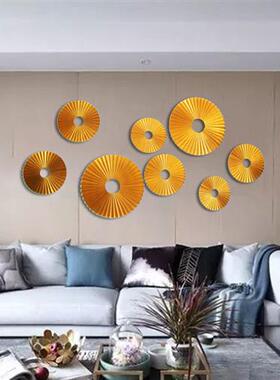 现代简约创意折叠扇子酒店挂件客厅床头背景圆形艺术金属壁挂订购