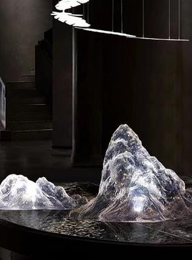 透明树脂假山摆件售楼处酒店样板间山形雕塑玄关桌面装饰园林景观