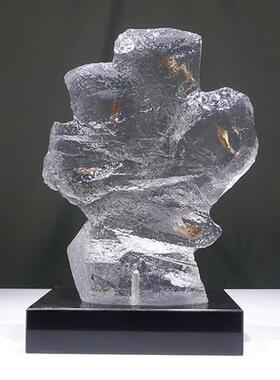 现代透明石头树脂雕塑桌面摆件客厅样板房酒店玄关软装饰工艺礼品