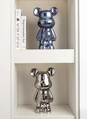 贝汉美轻奢暴力熊摆件客厅电视柜酒柜卡通爱心熊公仔软装饰品摆设