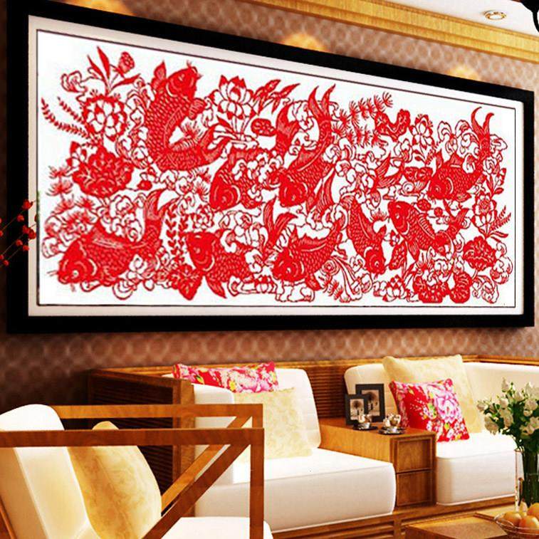 富贵有余剪纸十字绣2025新款线绣客厅中国风简单新手九鱼图自己绣,淘宝优惠券,粉丝福利购,淘宝优惠卷