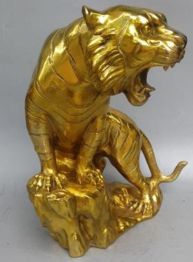 纯铜老虎摆件黄铜金钱元宝虎上山虎家居乔迁工艺品摆设定制