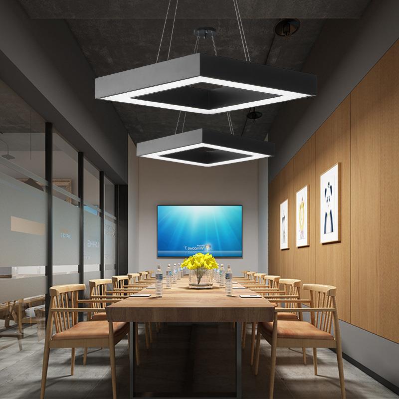 LED空心四边形灯具现代简约办公司健身房商业店铺灯饰回字形吊灯 - 图0