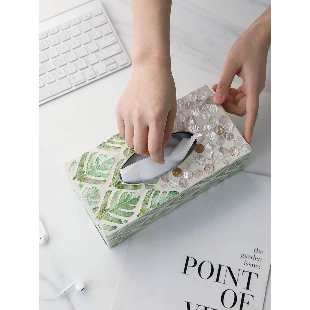 轻奢天然贝壳装饰纸巾盒客厅茶几摆件收纳盒家用创意餐巾纸抽纸盒,淘宝优惠券,粉丝福利购,淘宝优惠卷