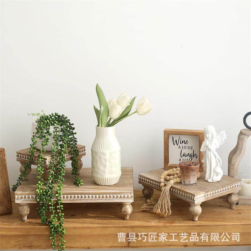 创意木质底座家居装饰茶几相框摆件点心托盘乡村风装饰实木收纳架,淘宝优惠券,粉丝福利购,淘宝优惠卷