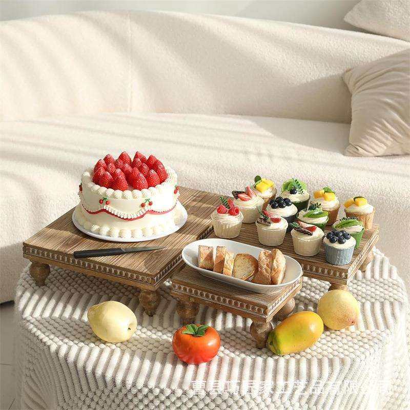 创意木质底座家居装饰茶几相框摆件点心托盘乡村风装饰实木收纳架,淘宝优惠券,粉丝福利购,淘宝优惠卷