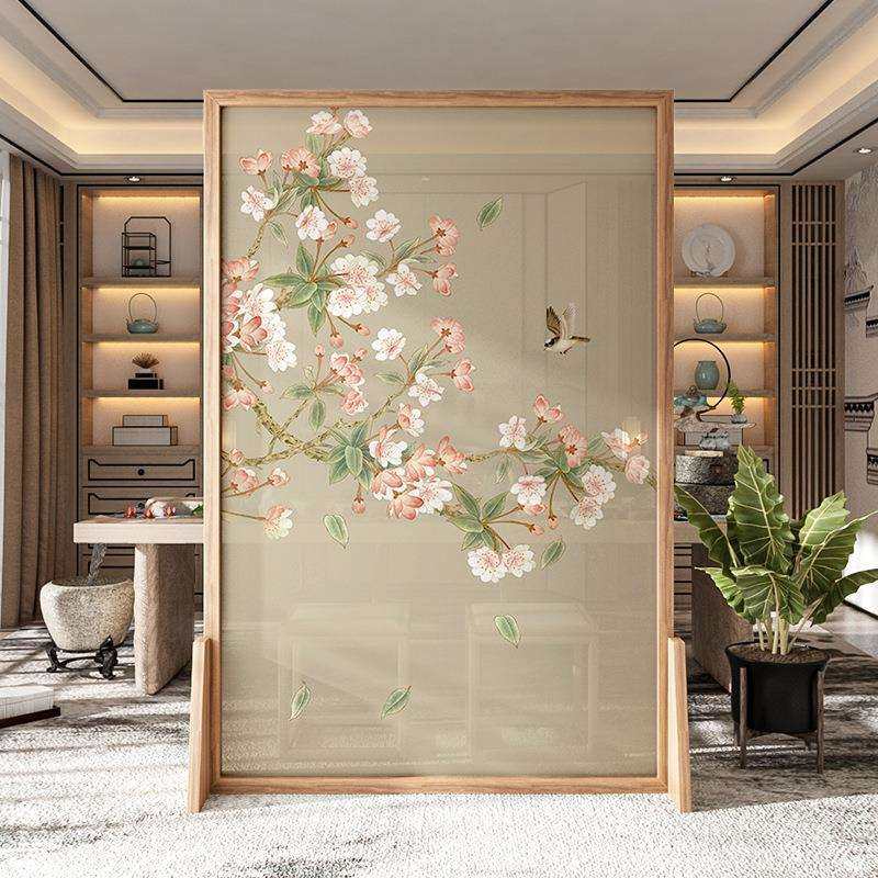实木屏风隔断客厅新中式家用卧室遮挡床边办公室茶室餐厅入户花鸟,淘宝优惠券,粉丝福利购,淘宝优惠卷