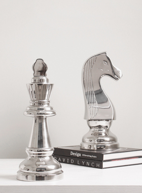 极速梵其简约现代j国王象棋摆件样板间书房金属装饰品酒店民宿酒