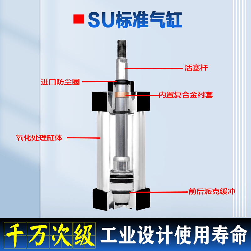 SU气缸2 40 50 63 8 0 100 125160 200X50X100X2300S米字标准缸 - 图0