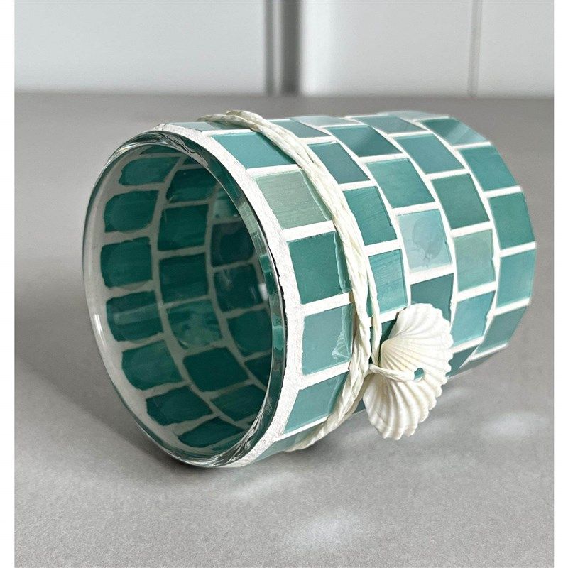 新热销地中海系h贝壳马赛克烛台玻璃蜡烛杯装饰蜡烛台 满1000个包,淘宝优惠券,粉丝福利购,淘宝优惠卷