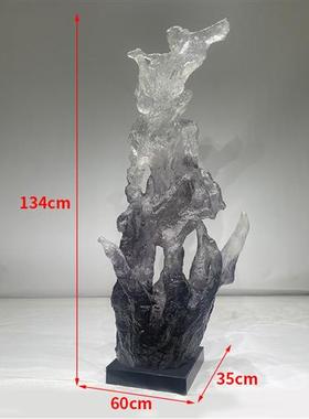 现代新中式透明树脂抽象雕塑太湖石摆件酒店家居客厅软装饰工艺品