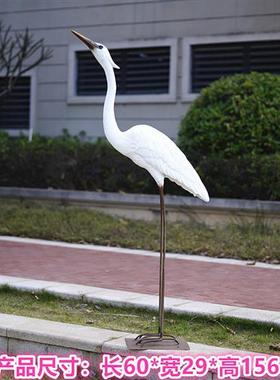 户外仿真白鹭摆件玻璃钢园林水景雕塑玻璃钢庭院假山草地鸟类装饰