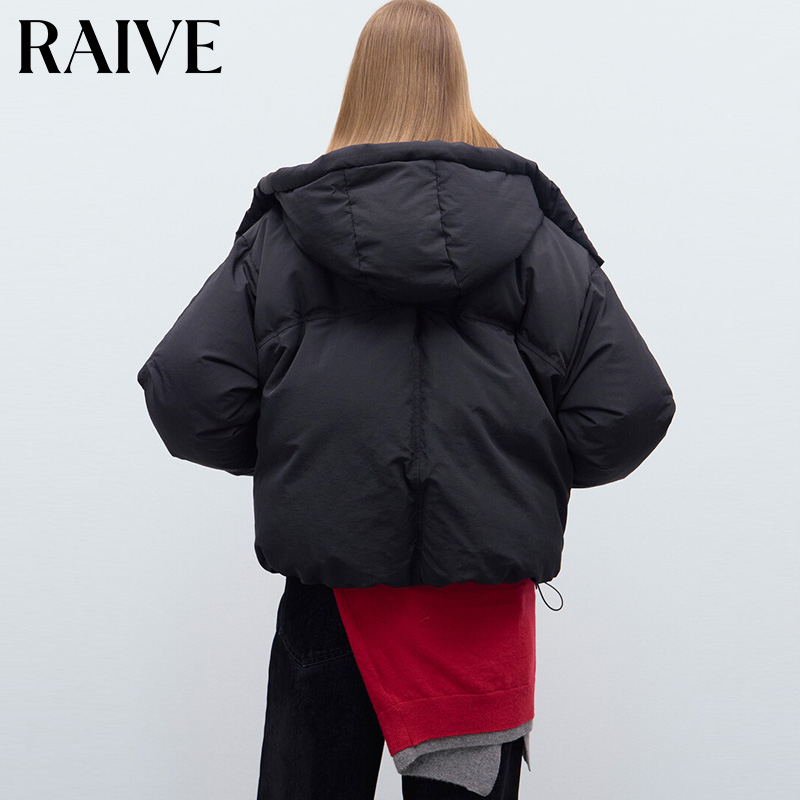 RAIVE2025秋新款女外套面包服工装口袋设计宽松韩版鸭绒羽绒服 - 图1