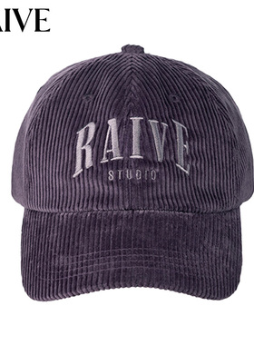 RAIVE纯色logo灯芯绒棒球帽
