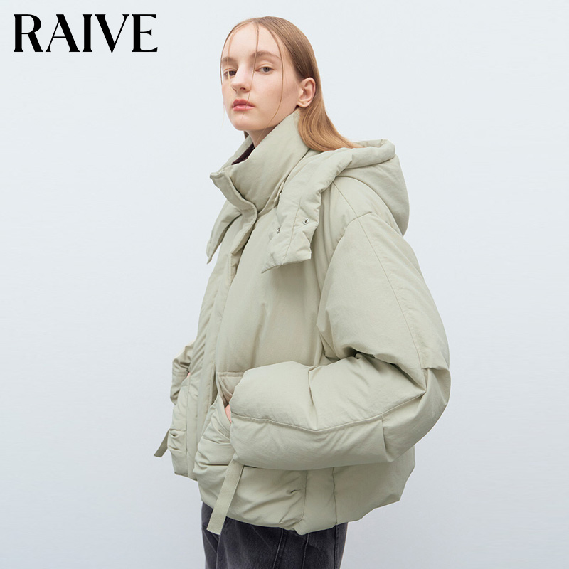 RAIVE2025秋新款女外套面包服工装口袋设计宽松韩版鸭绒羽绒服 - 图3